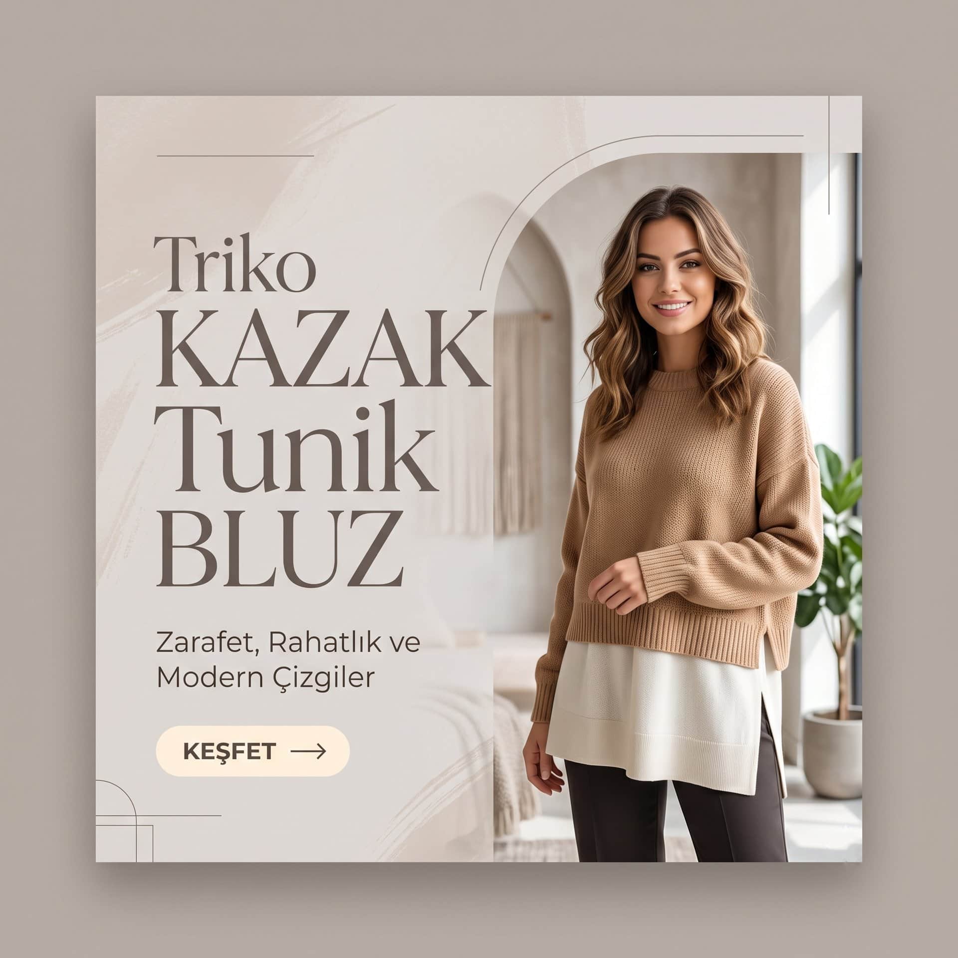 Triko Kazak Tunik Bluz