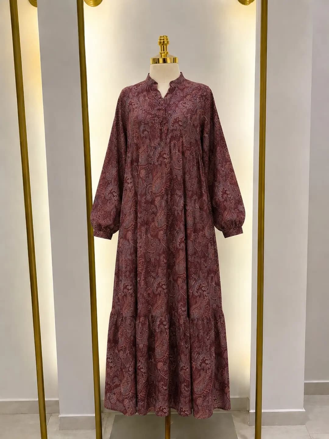 Bordo Etnik Model Elbise